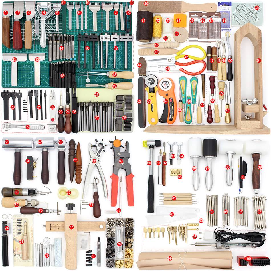 Kits de herramientas para trabajar el cuero.